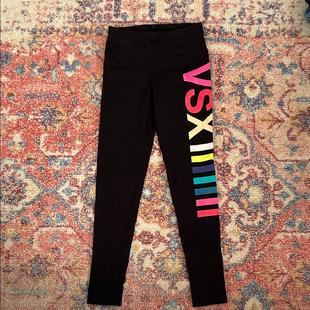 VSX Sport Black Leggings with Multicolor Logo